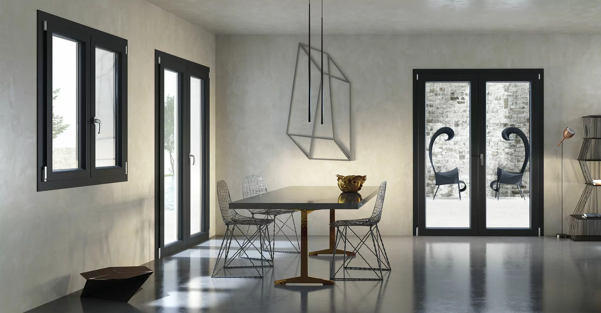 Finestra in PVC a 7 camere con profilo scuro